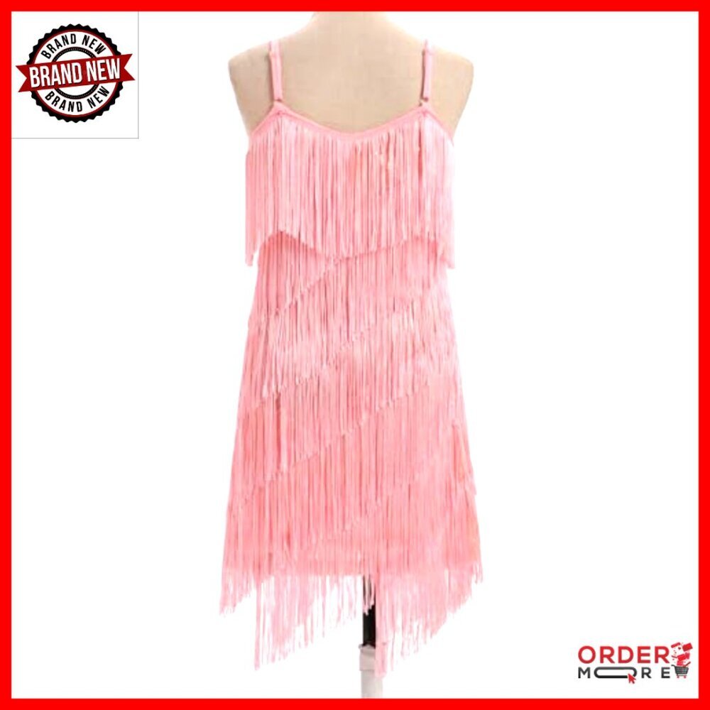 Girls 1920s Flapper Dress with Sequins Tassels Fringe Latin Dance Costume - Picture 4 of 7